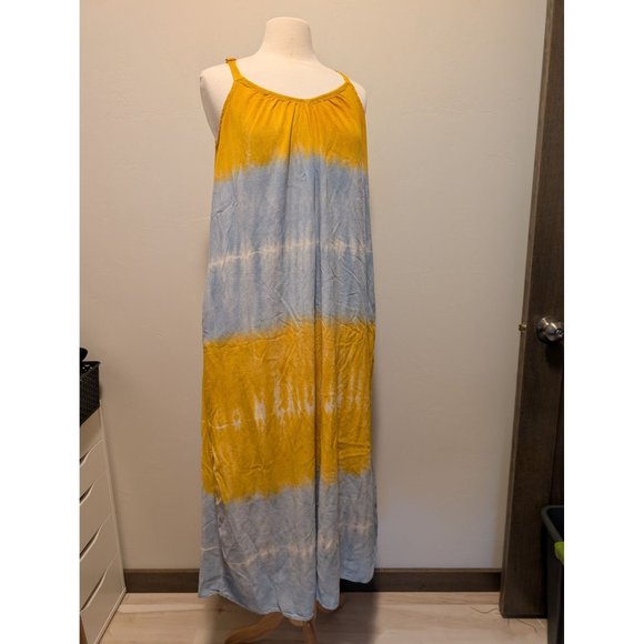 KNOX ROSE Tie Dye Maxi Dress Size Medium Linen Blend Beach Boho - Picture 1 of 6